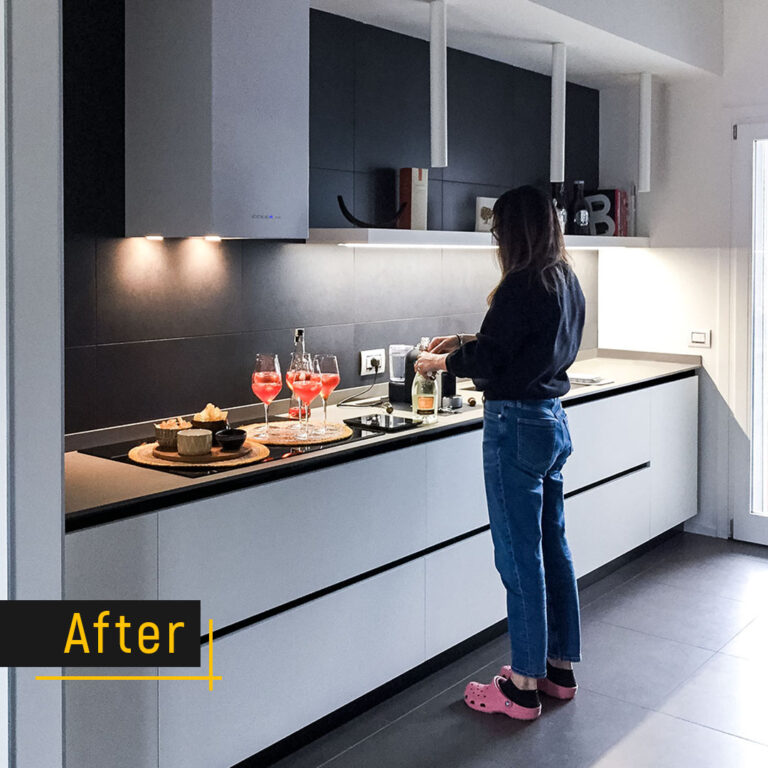 Before and After della costruzione di una cucina su misura